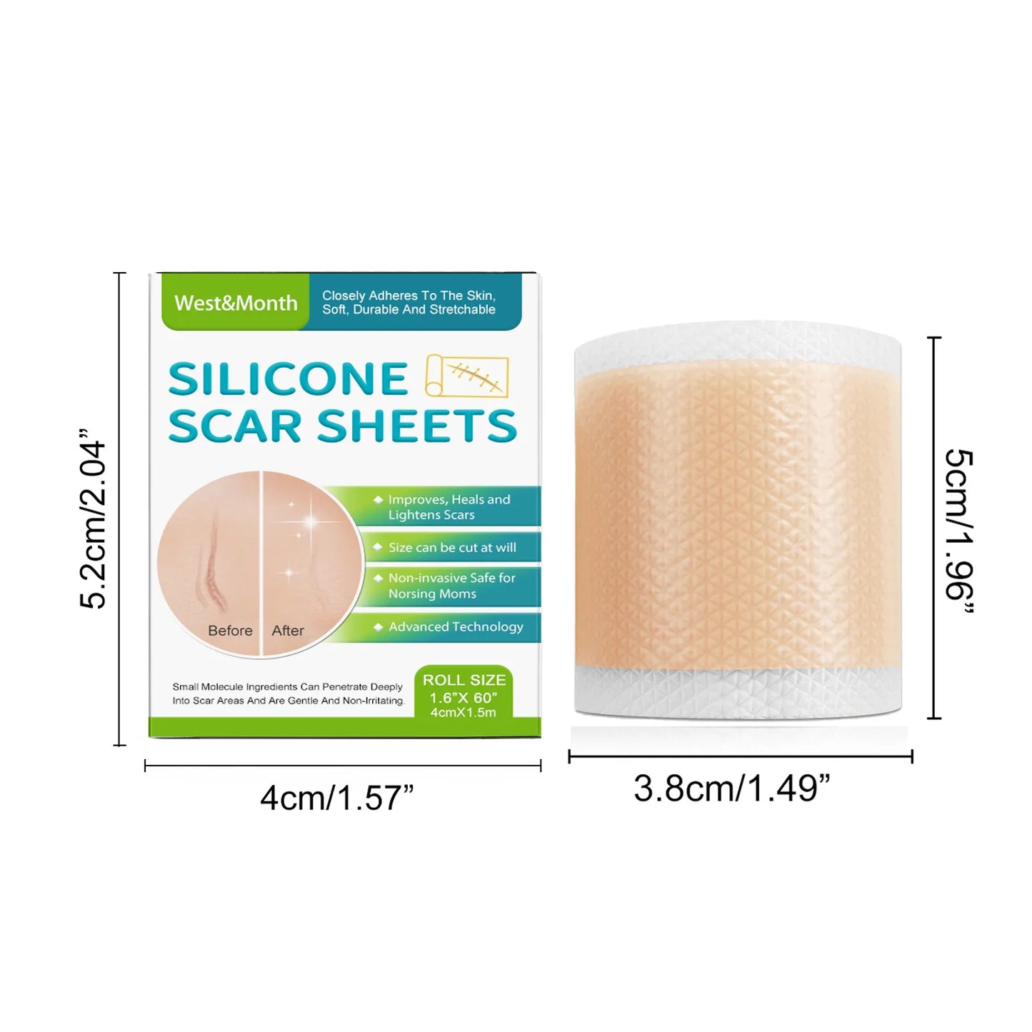 Sooleno™ – Feuille en silicone pour cicatrice, acné et ridule
